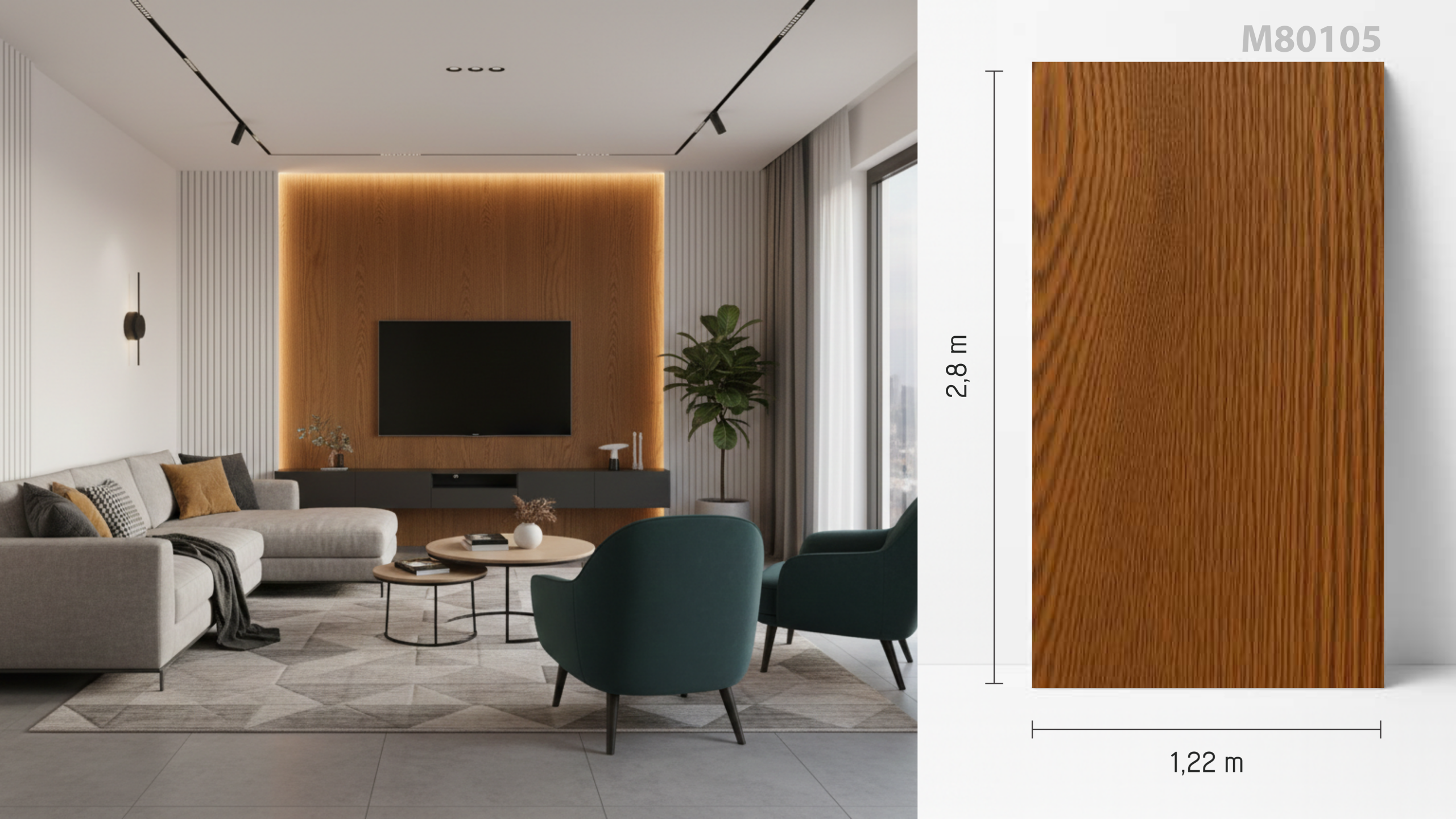 Panou decorativ de interior - M80105 PVC, textură lemn