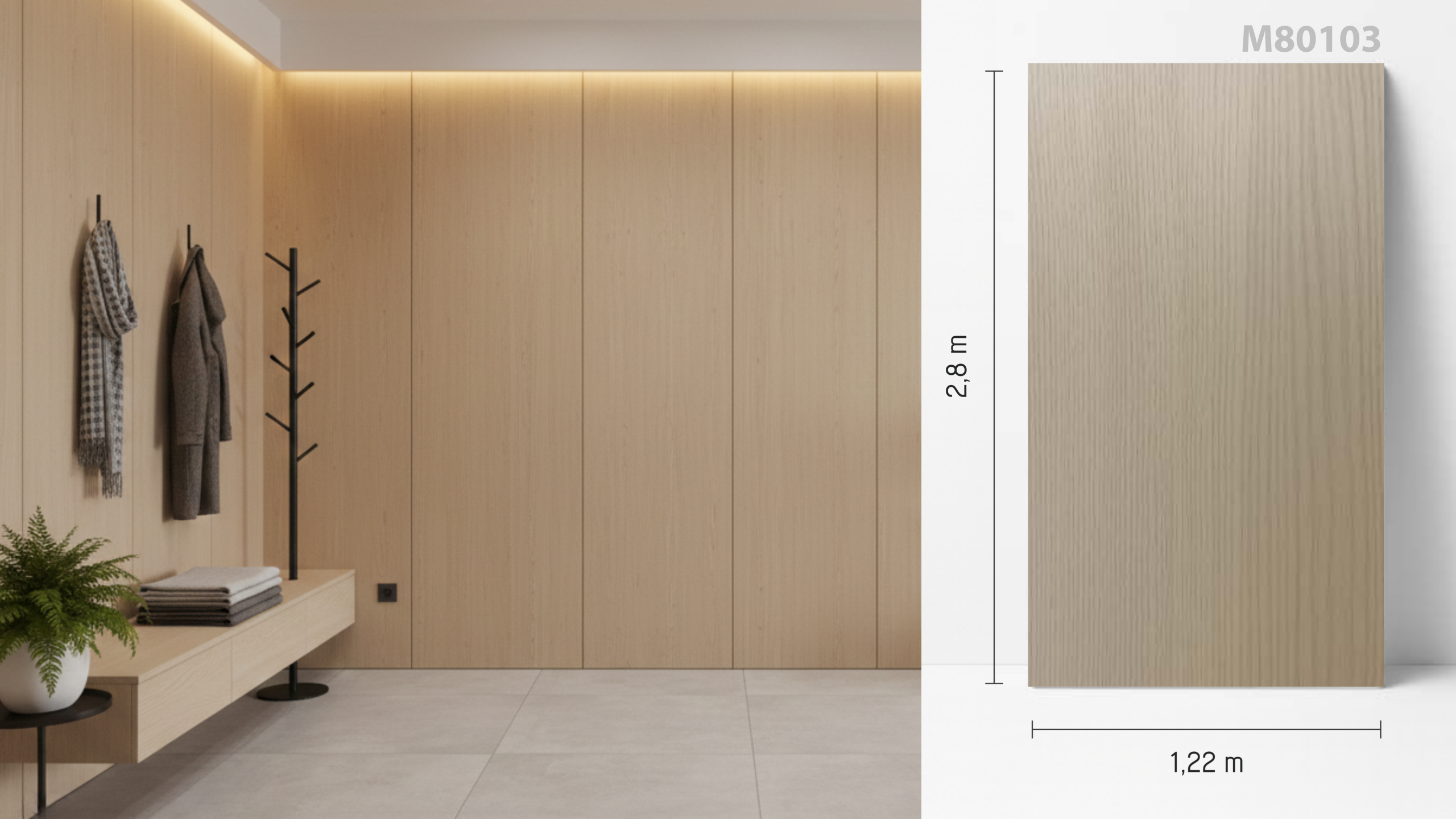 Panou decorativ de interior - M80103 PVC, textură lemn