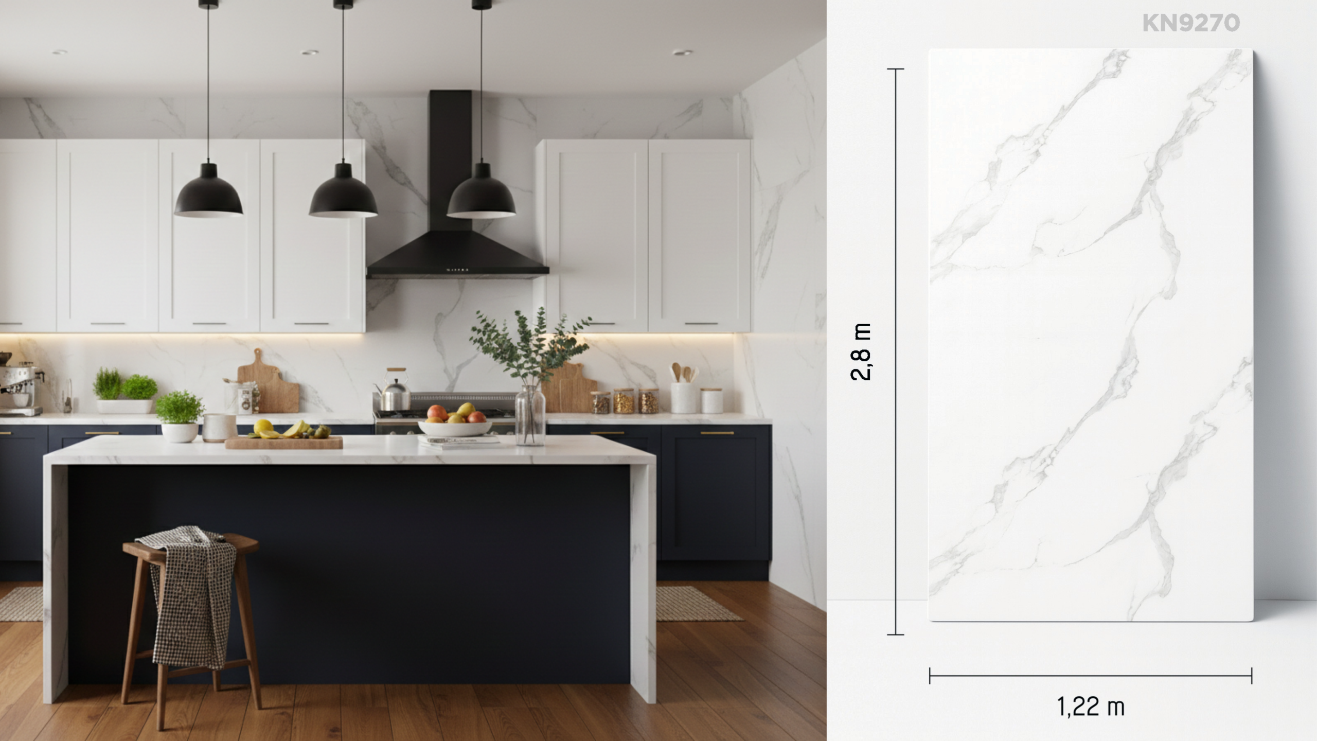 Placă UV decorativă tip marmură KN9270, PVC, finisaj lucios