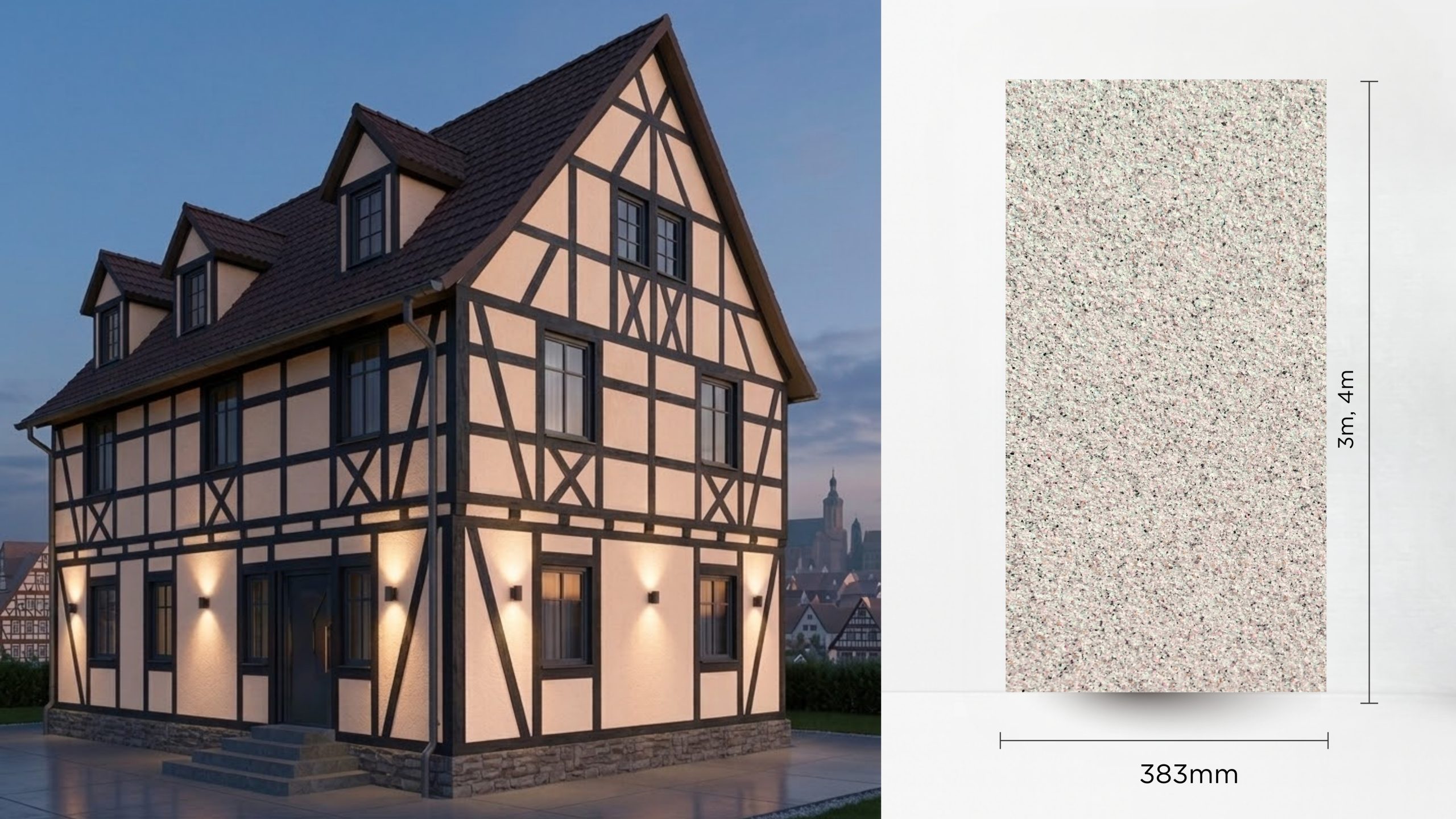 Panou sandwich decorativ de exterior cu finisaj: piatră naturală, piersică