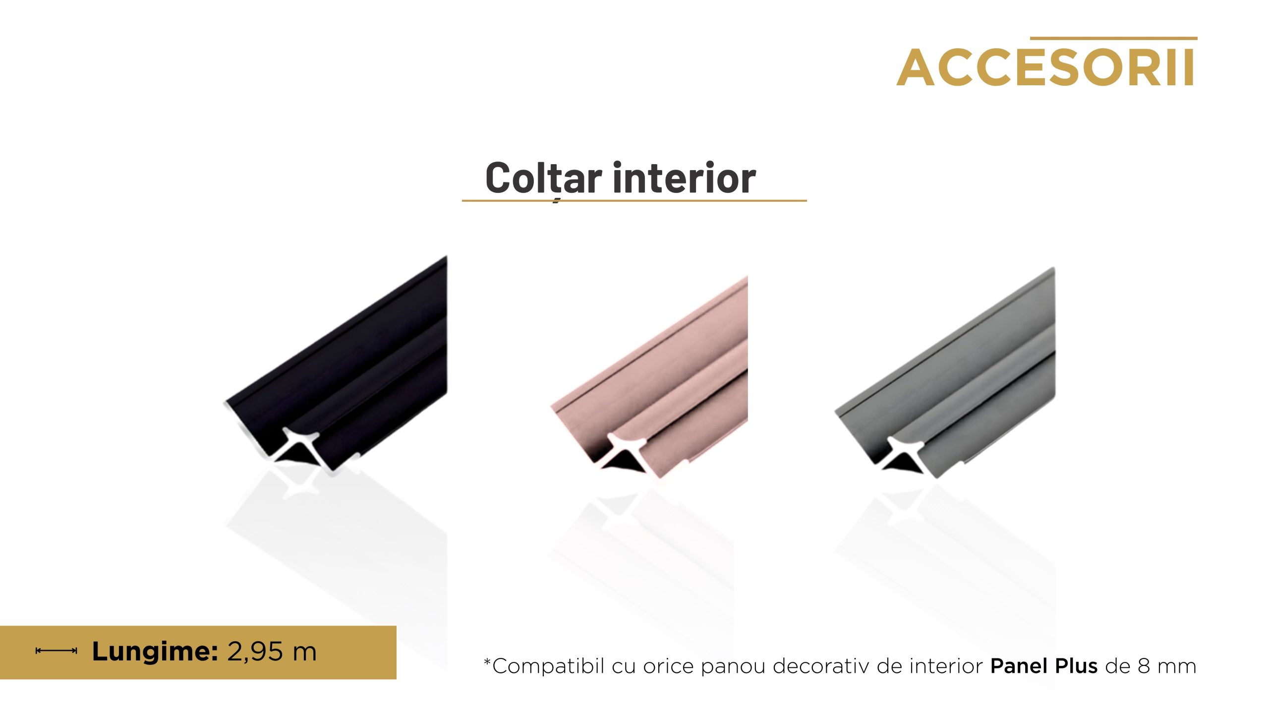 Colțar interior pentru panouri decorative de 8 mm
