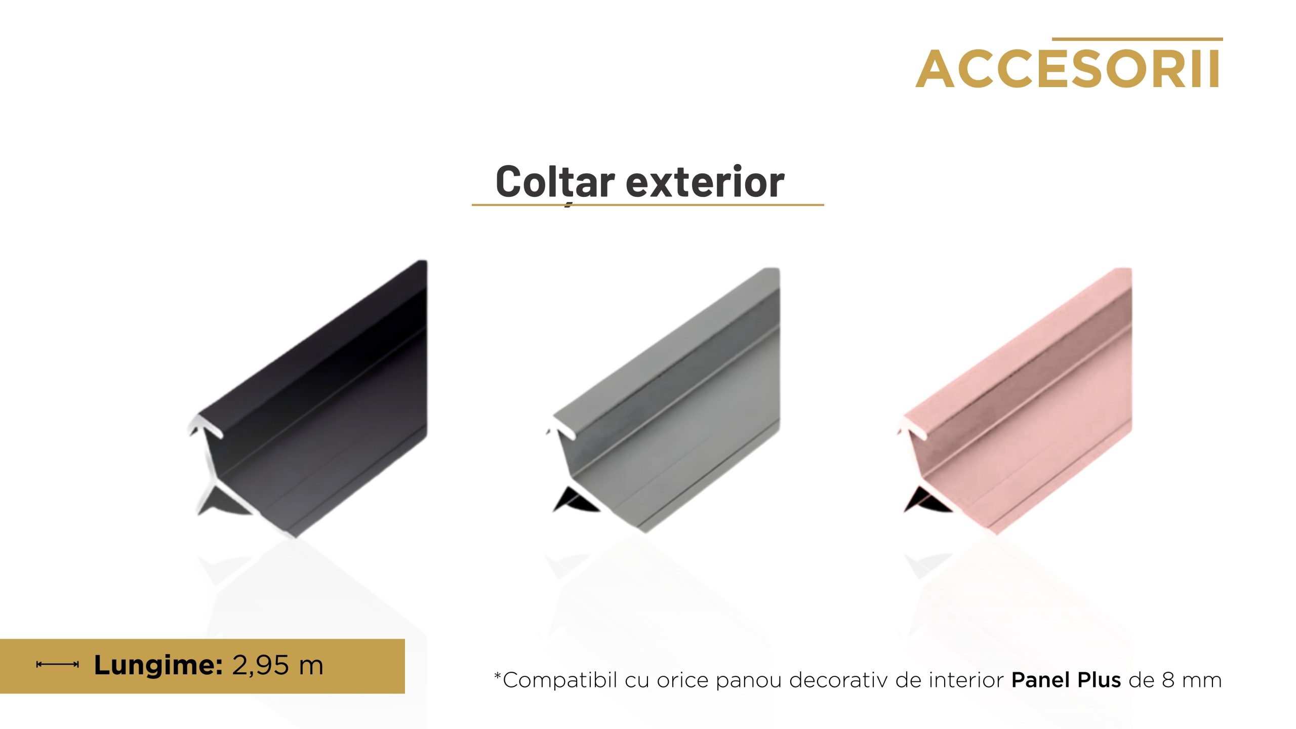 Colțar exterior pentru panouri decorative de 8 mm