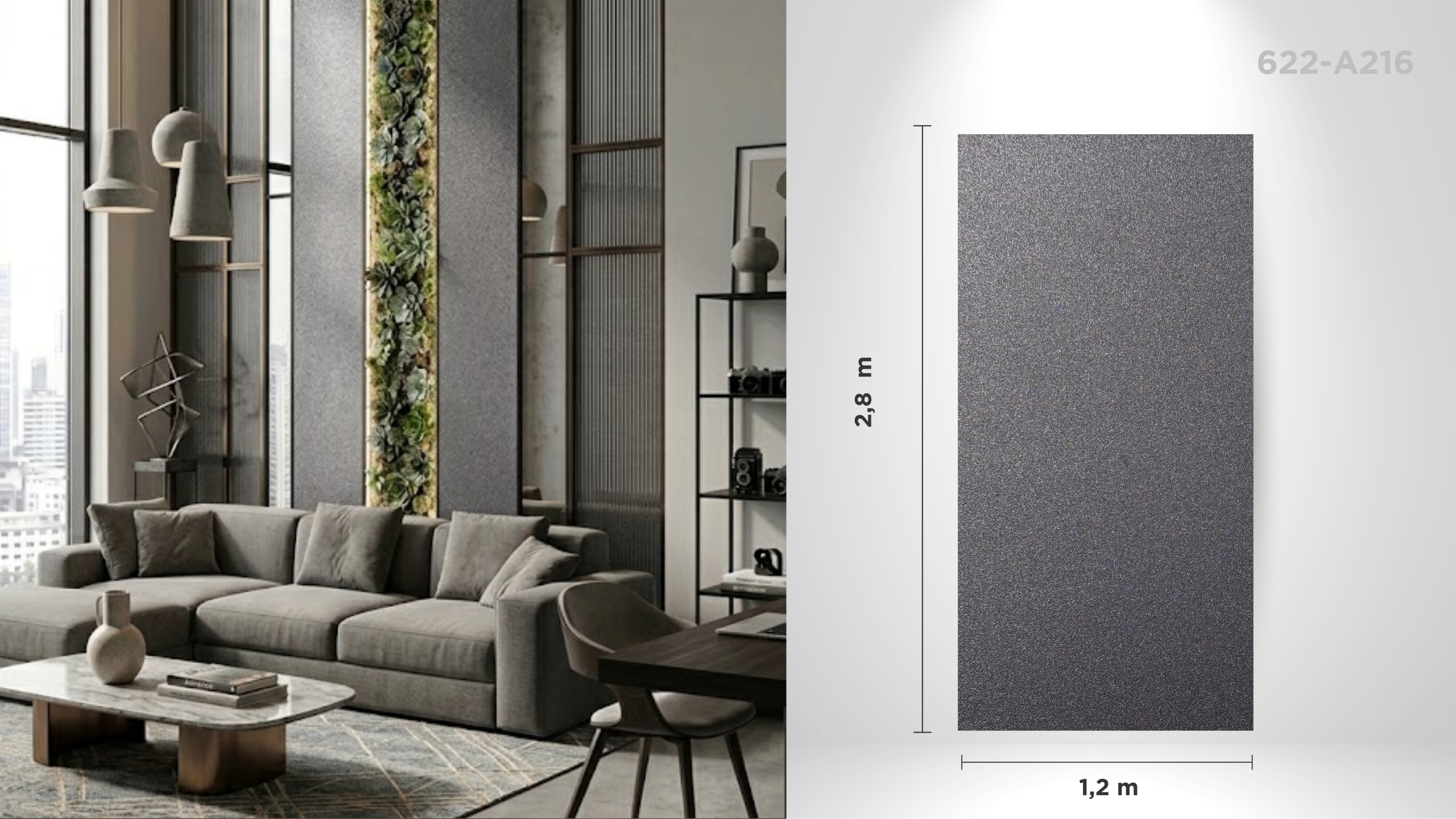 Panou decorativ de interior 622-A216, texturat - cu îmbinare ascunsă