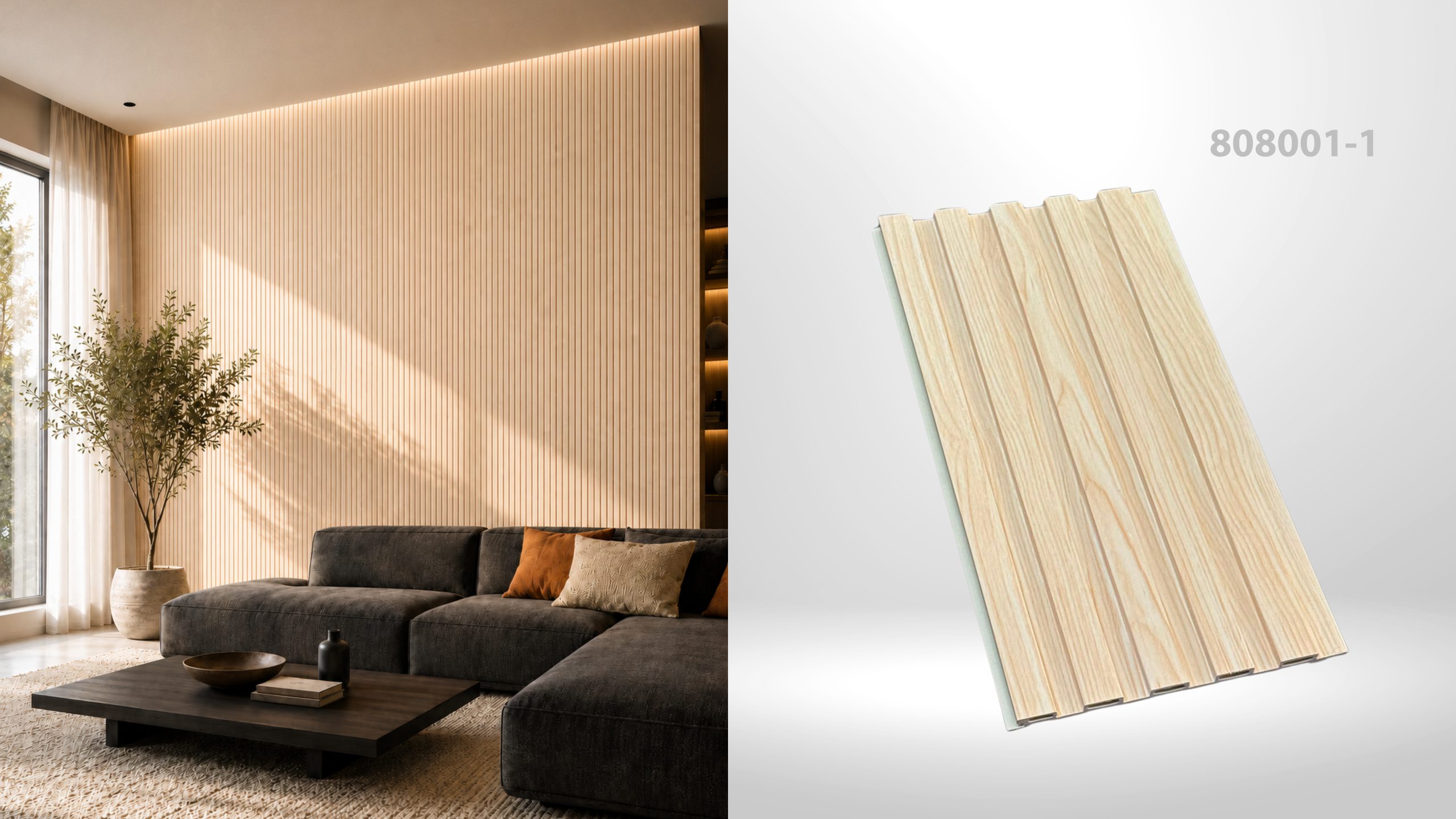 Riflaj de interior crem 808001-1, 2900 x 150 x 10 mm