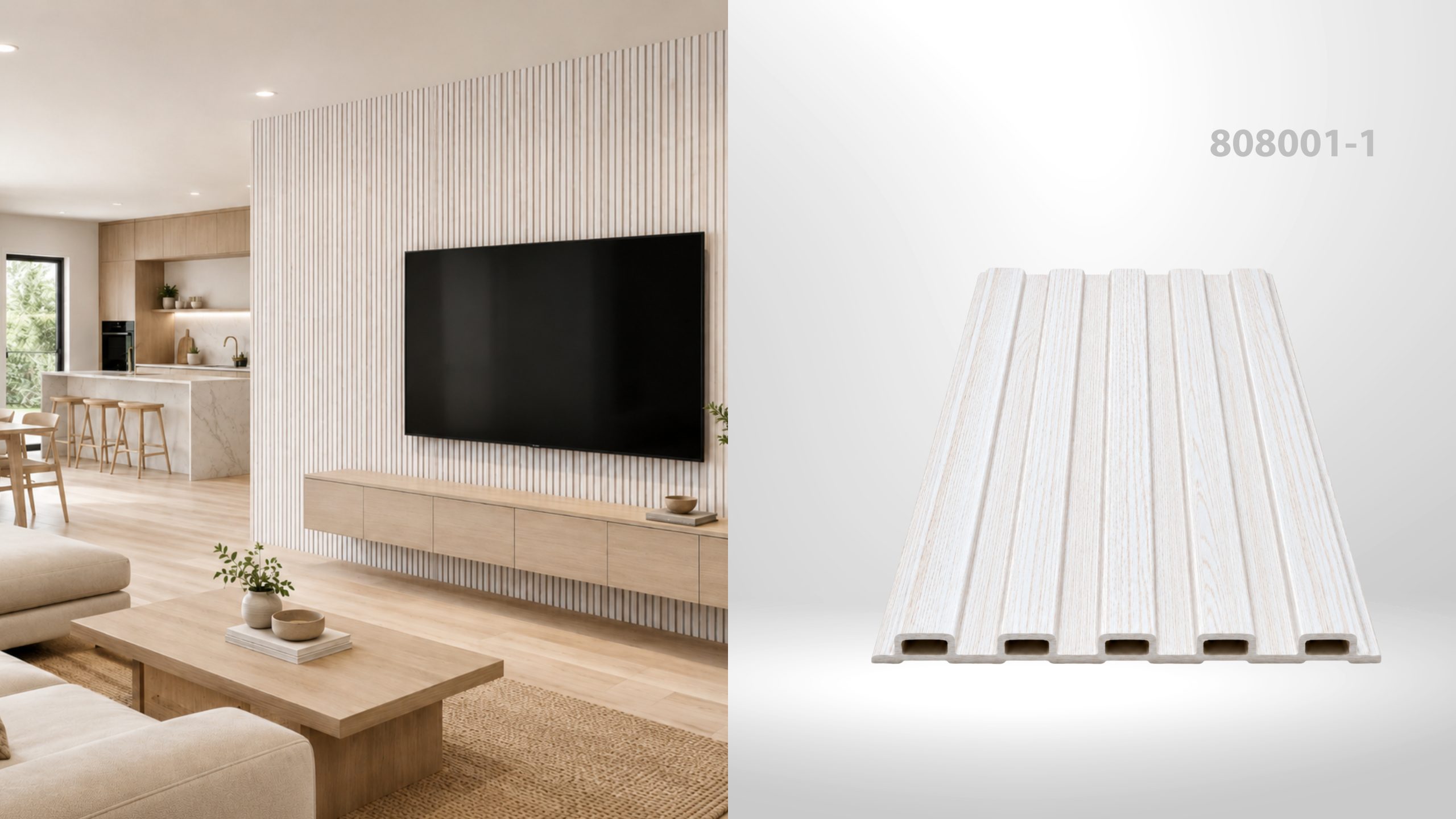Riflaj de interior crem 808001-1, 2900 x 150 x 10 mm