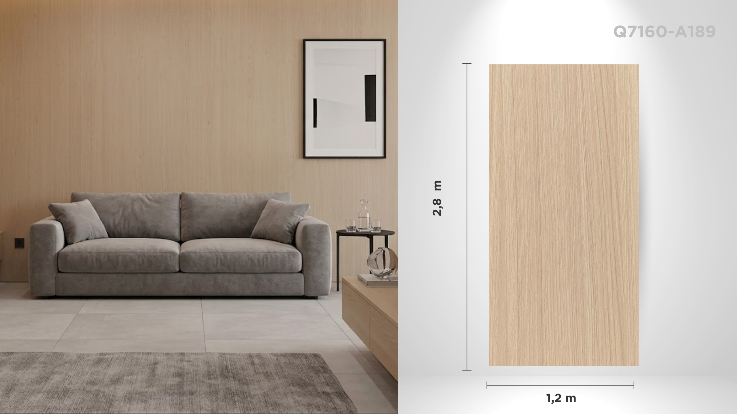 Panou decorativ de interior Q7160-A189, textură lemn - cu îmbinare ascunsă