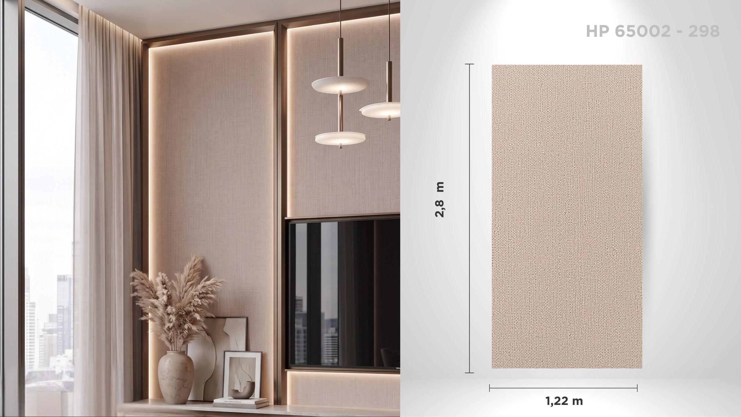 Panou decorativ de interior HP65002-298, textură pânzată