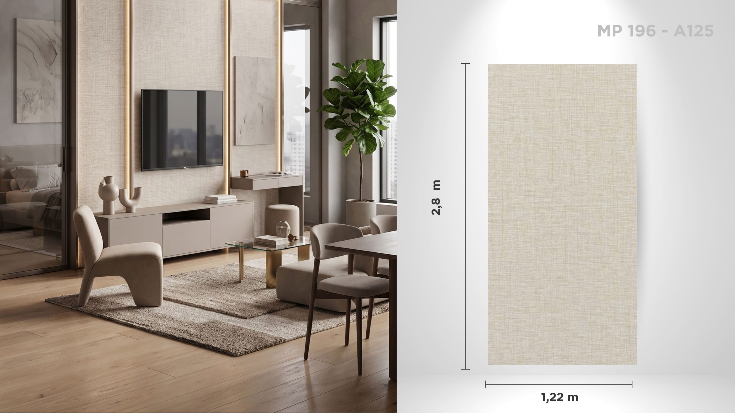Panou decorativ de interior MP196 - A125, textură pânzată