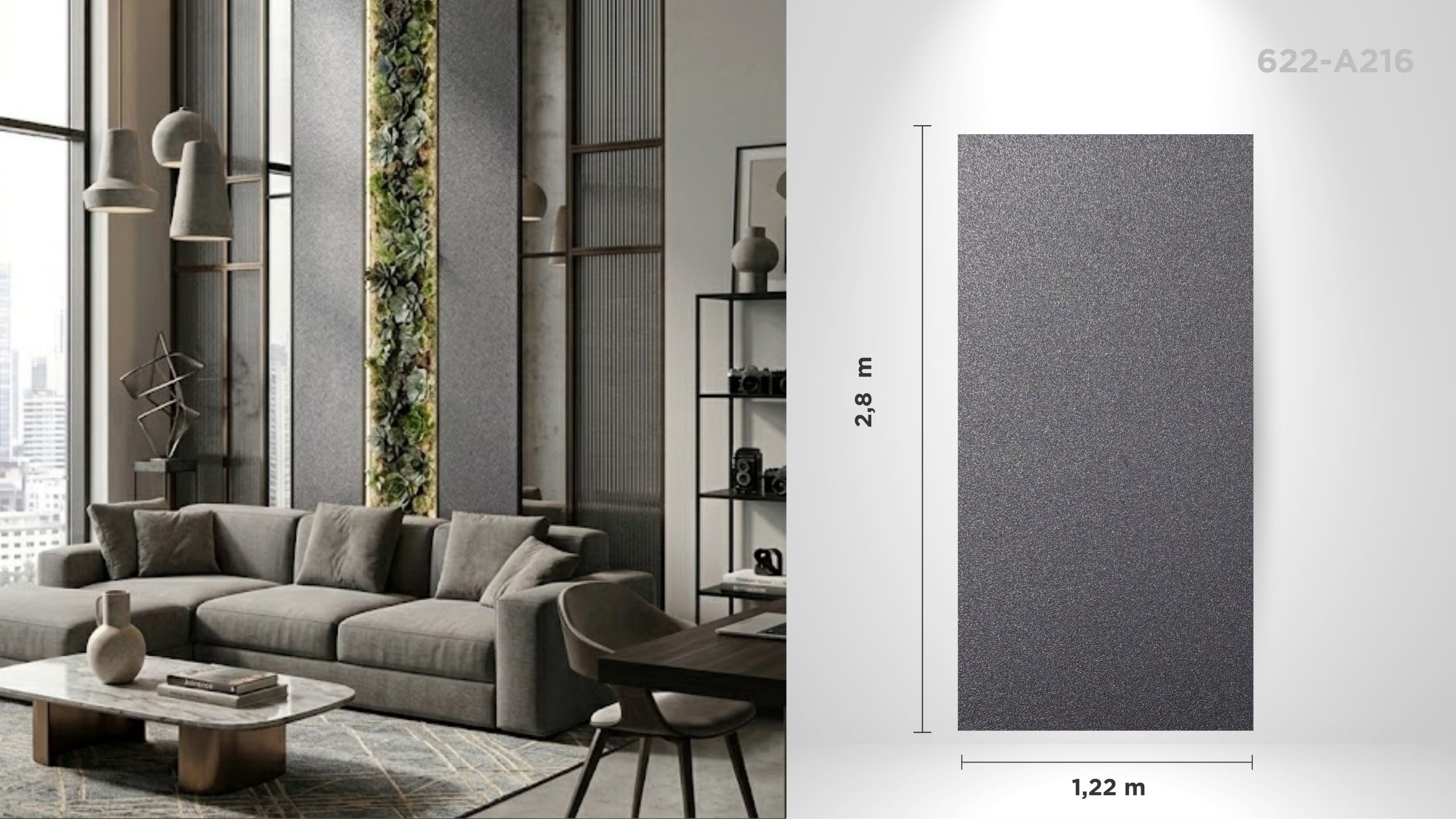 Panou decorativ de interior 622-A216, texturat