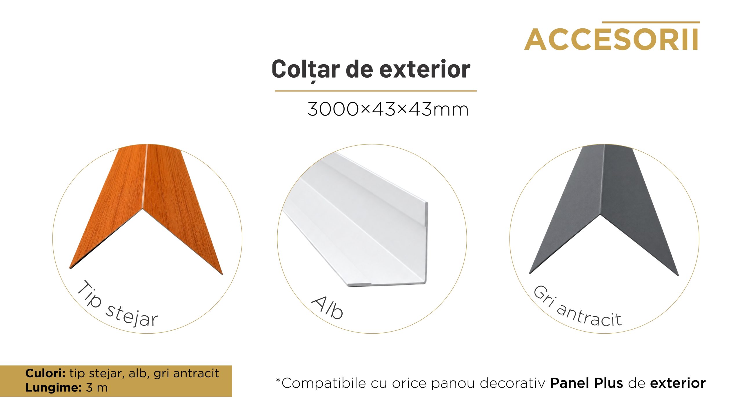 Colțar exterior pentru panouri sandwich decorative