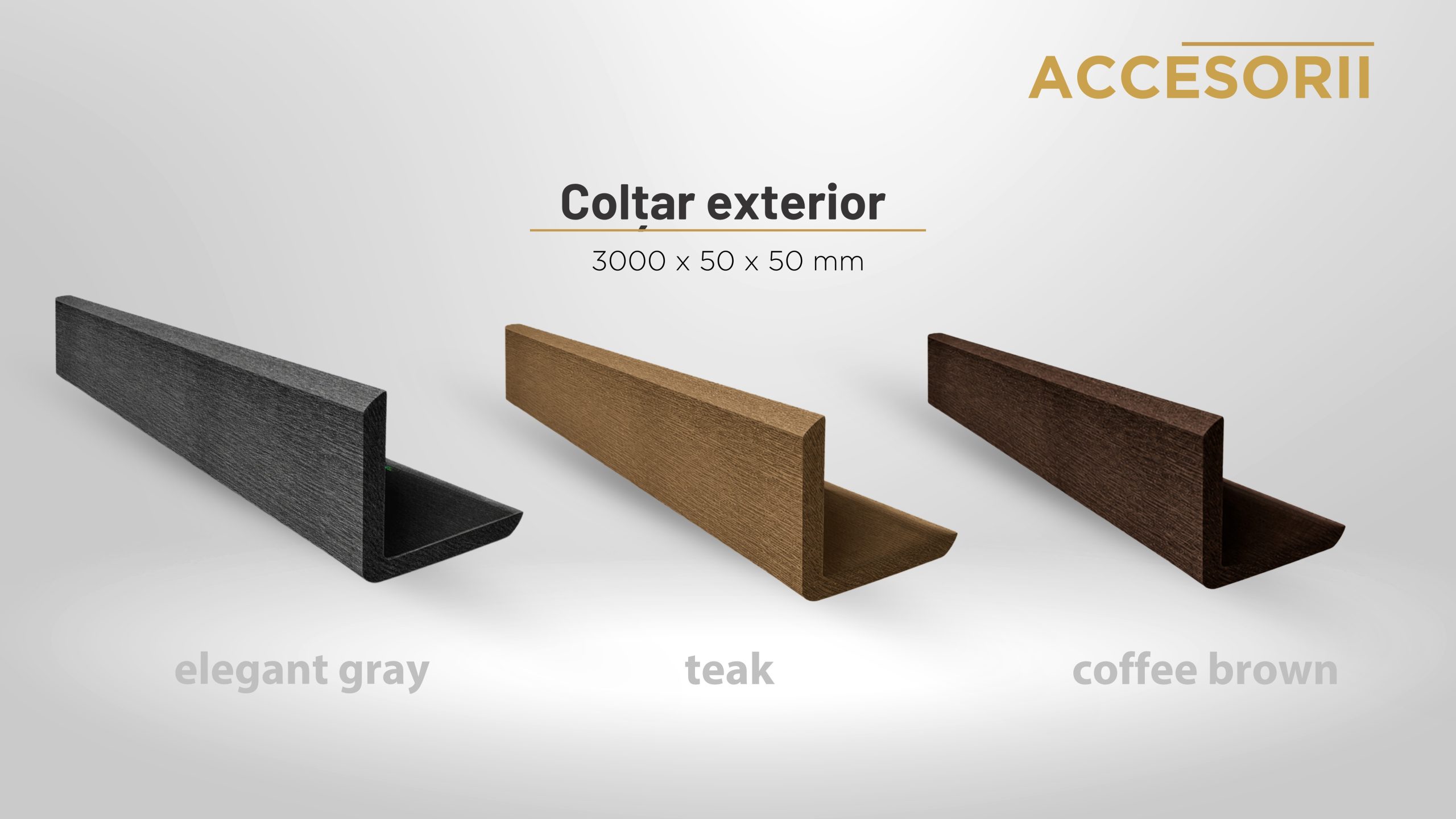 Colțar WPC pentru decking, generația I - 3000x50x50mm