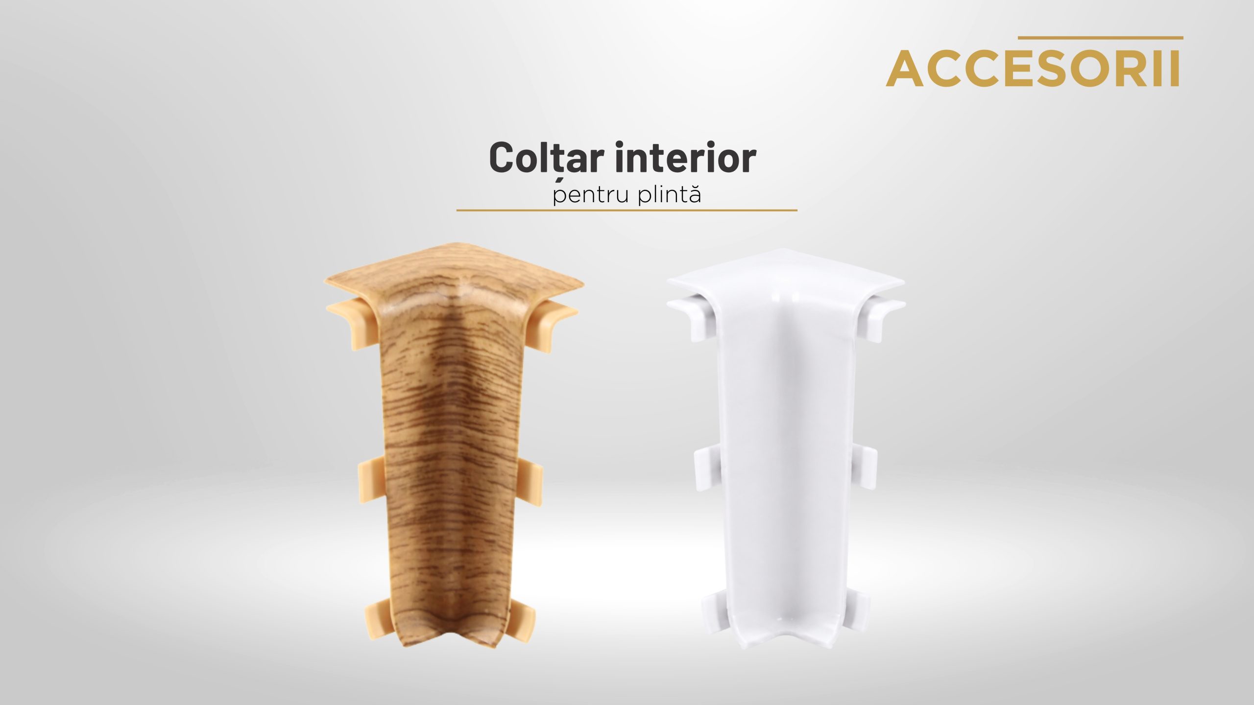 Colțar interior pentru plintă - tip stejar natur sau alb