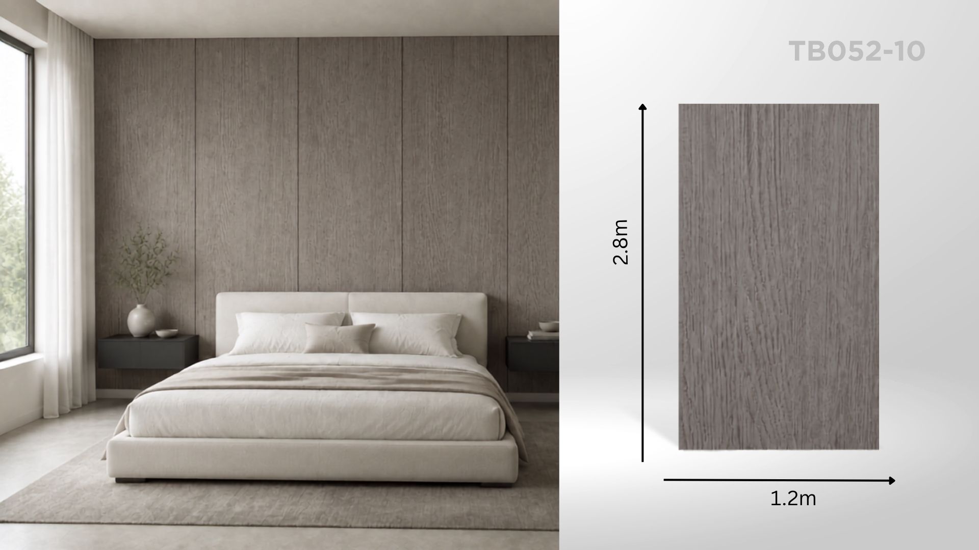Panou decorativ de interior TB052-10, cashmere oak – 2800 × 1200 × 8 mm, îmbinare ascunsă
