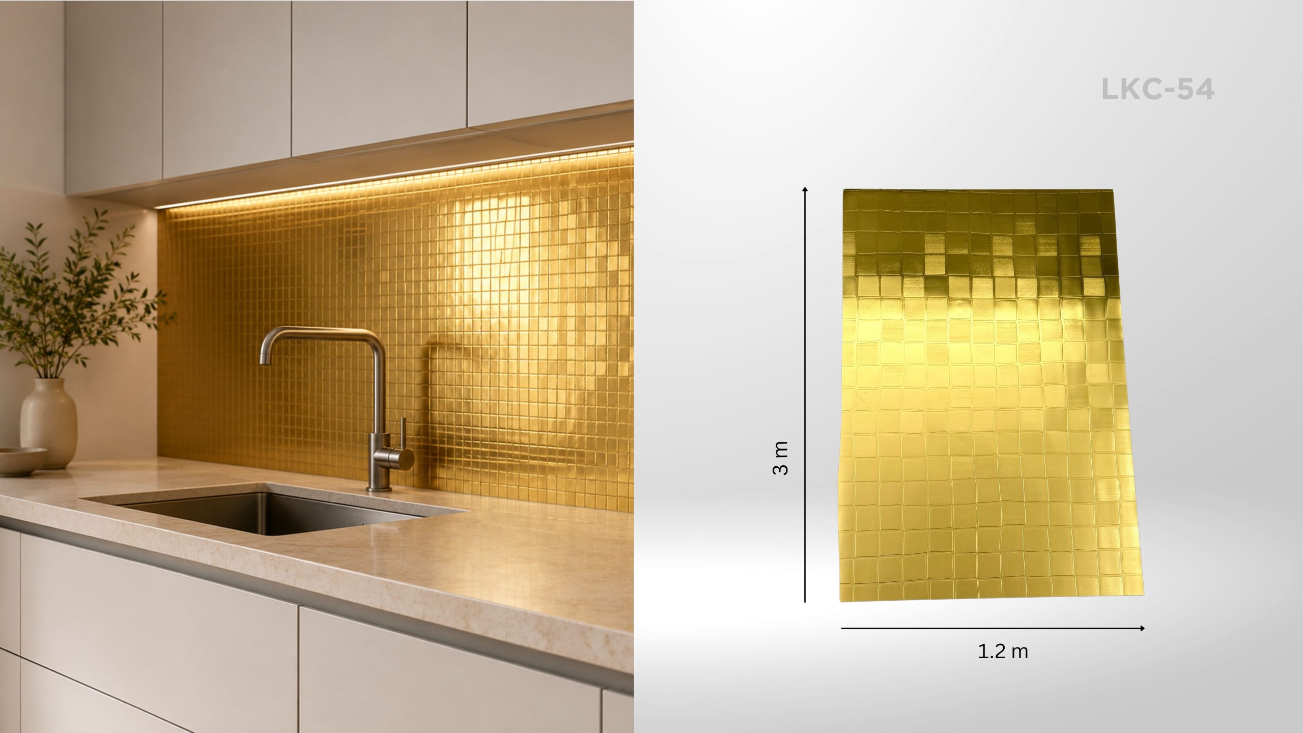 Autocolant decorativ autoadeziv mozaic auriu - 3000 x 1200 x 2.5 mm