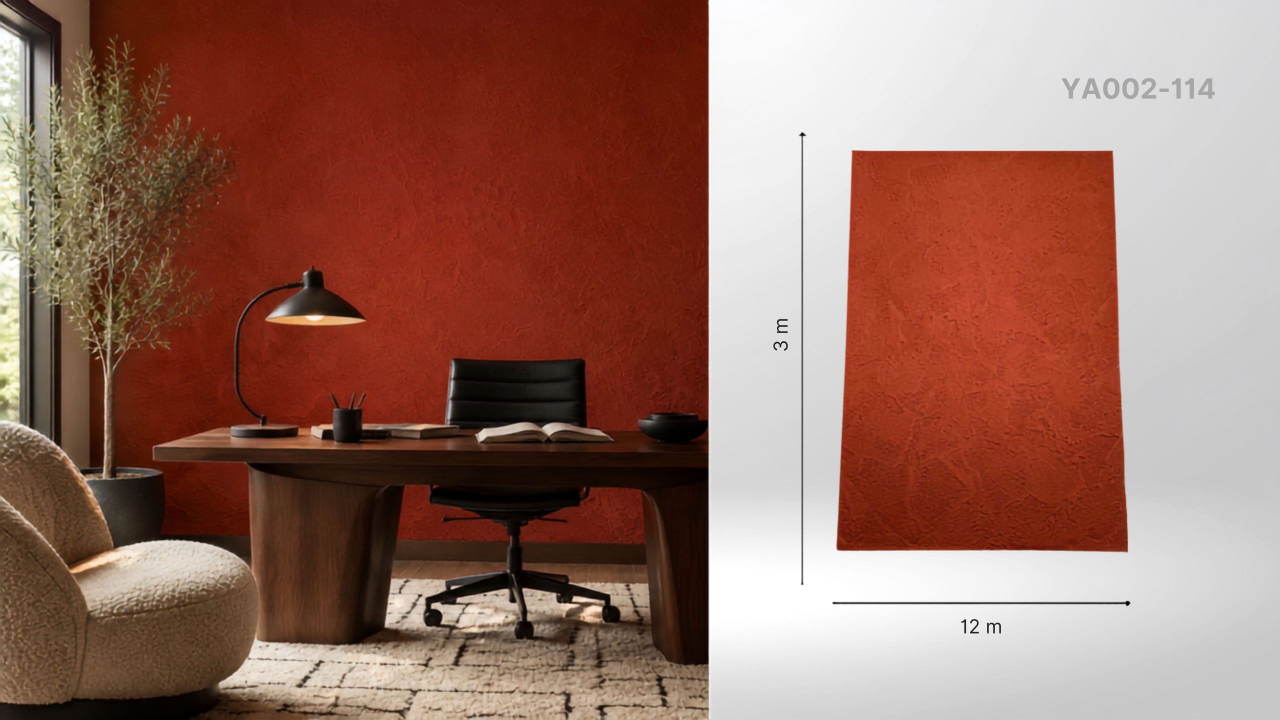Autocolant decorativ autoadeziv roșu-cărămiziu – 1200 × 3000 × 2,5 mm