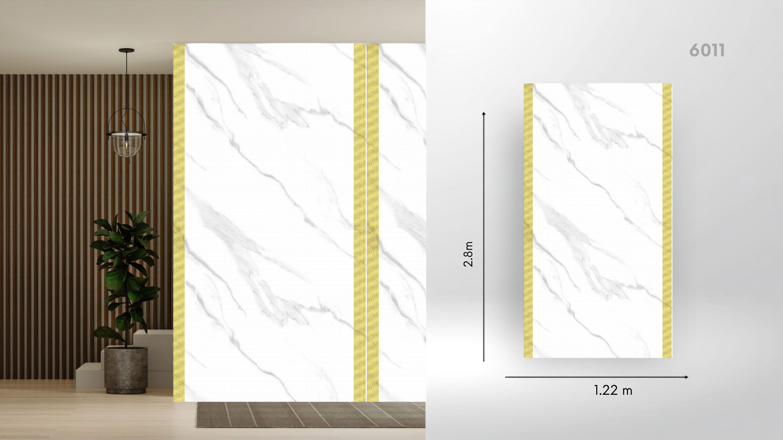 Panou decorativ de 3 mm, calacatta greca, 2800 × 1220 × 3 mm