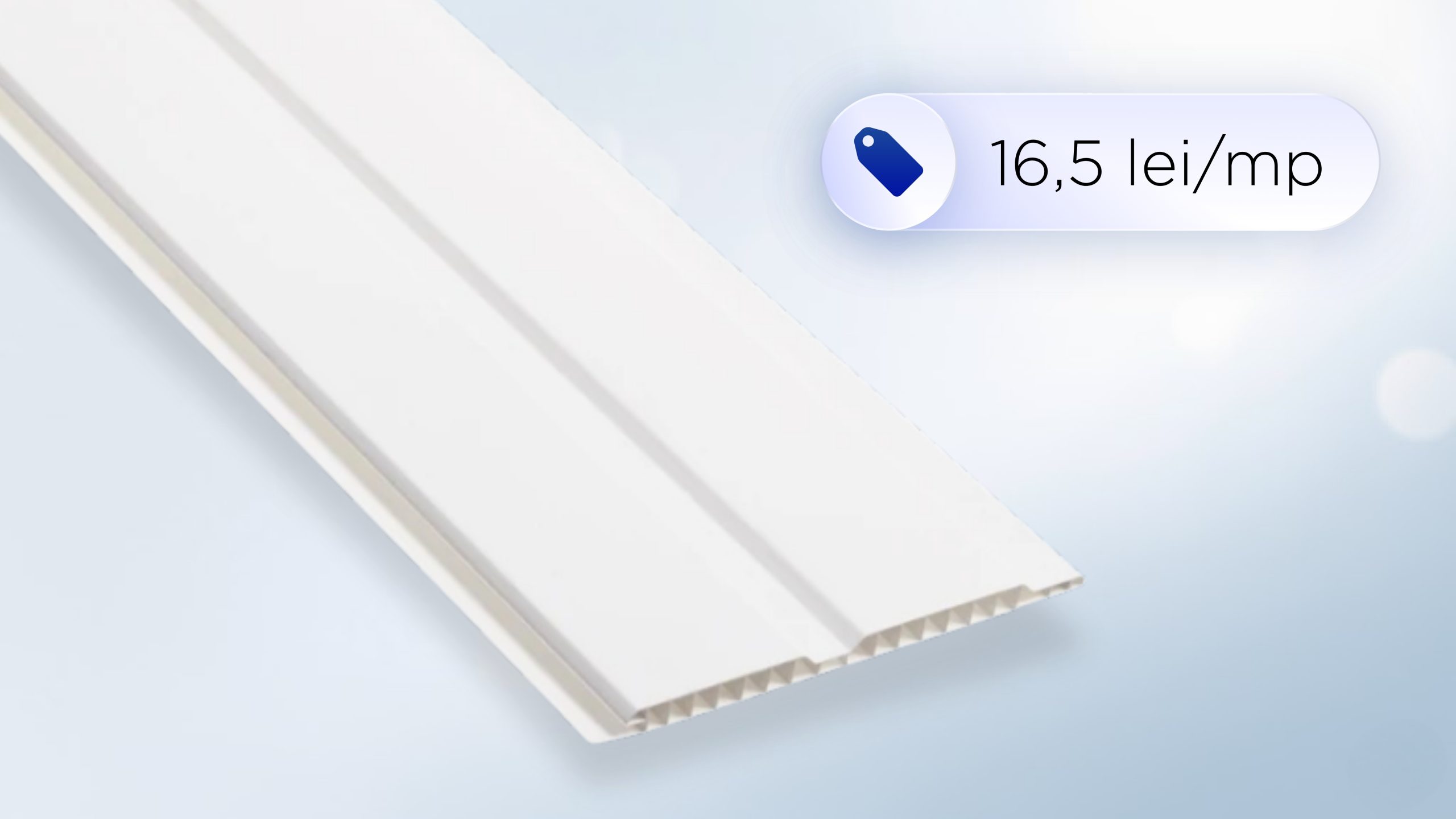 Lambriu PVC alb, 2900 × 250 × 8 mm, pachet 10 bucăți