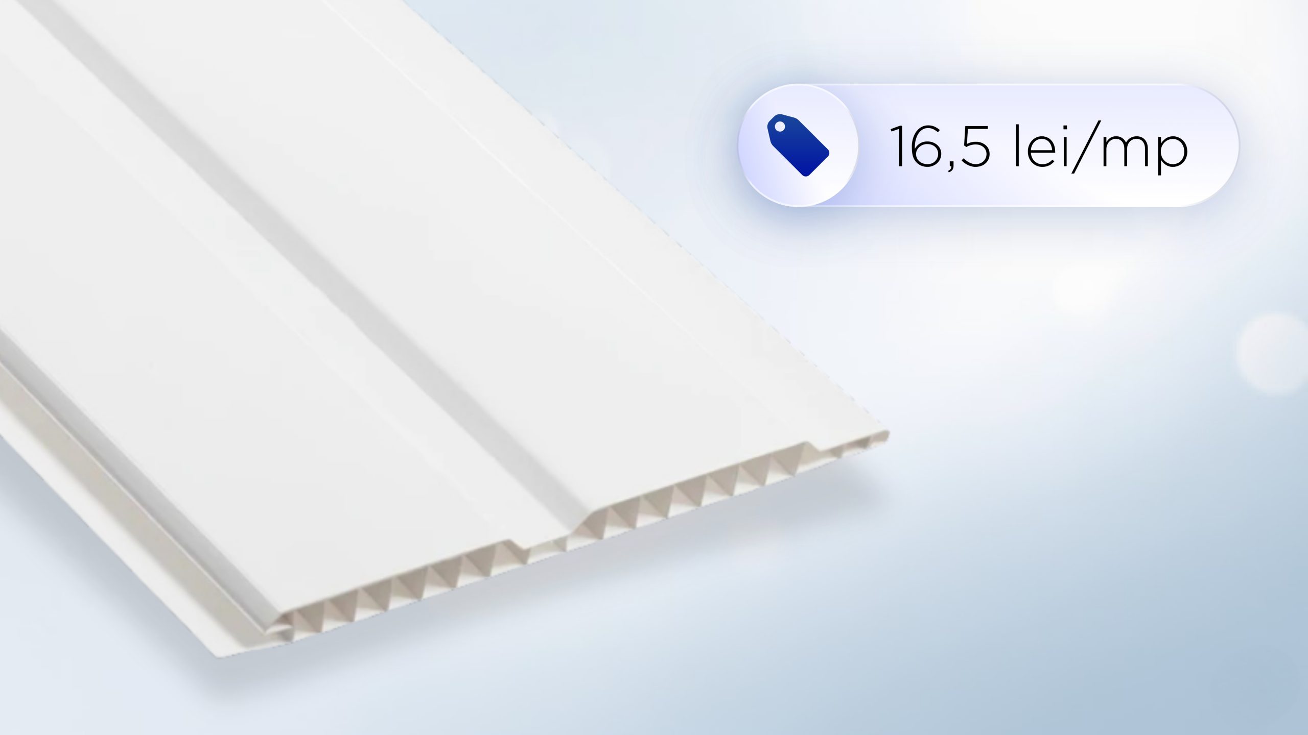 Lambriu PVC alb, 2300 × 250 × 8 mm, pachet 10 bucăți