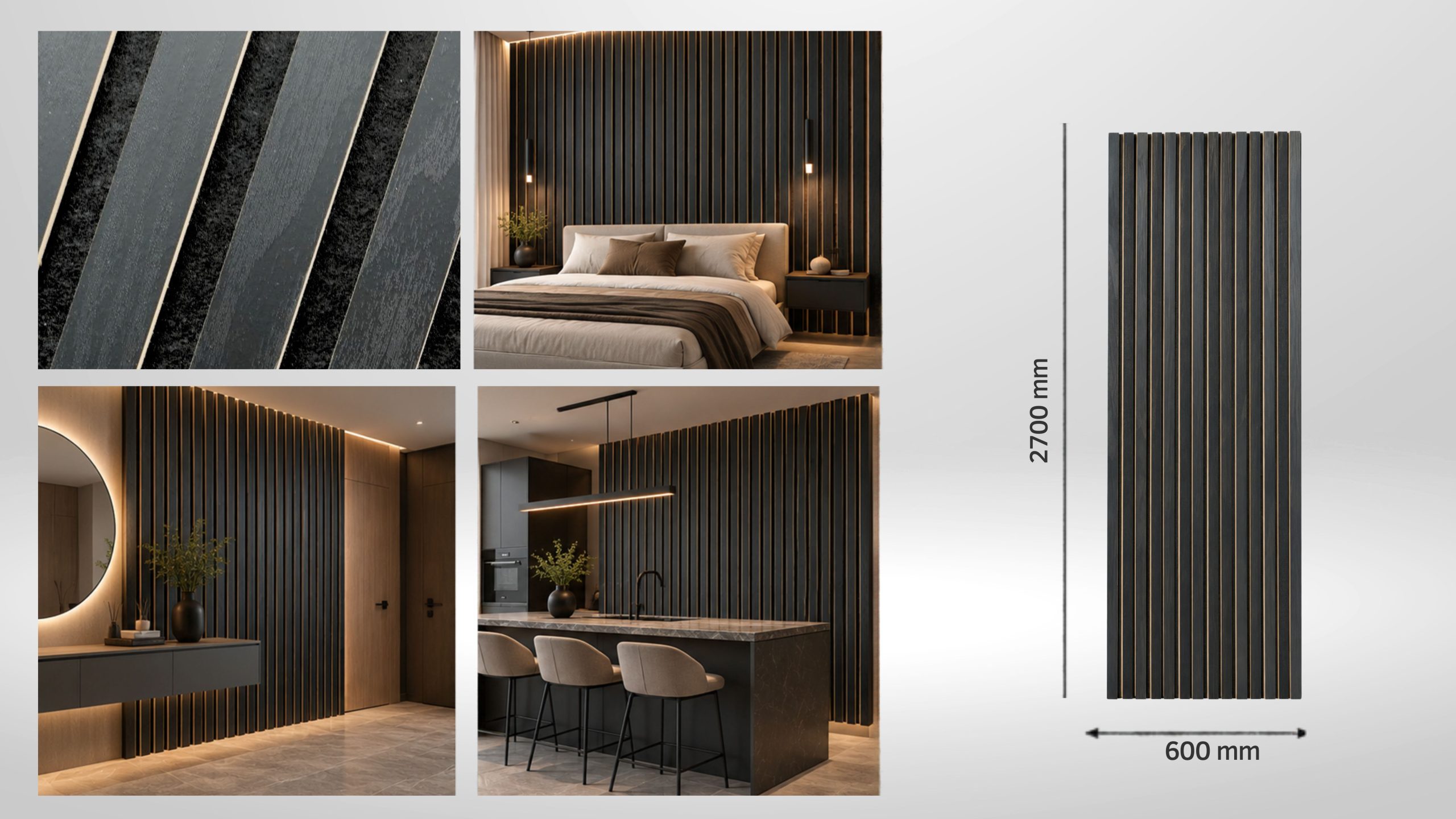 Riflaj acustic decorativ K7212-307 gri antracit pentru interior