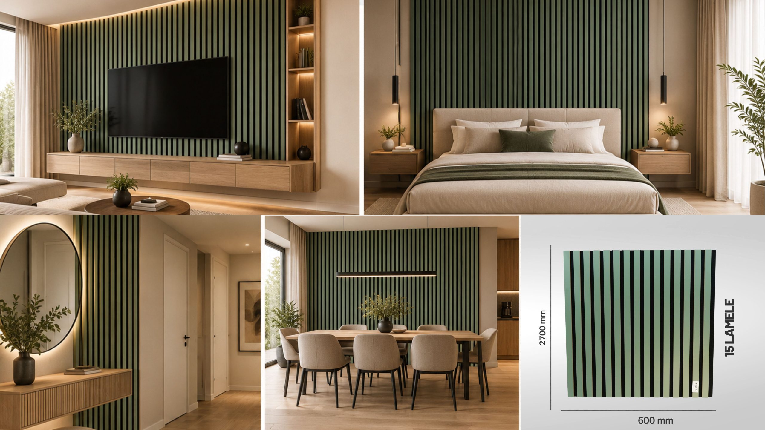 Riflaj acustic Q-F023-2 cu lamele verde și suport negru