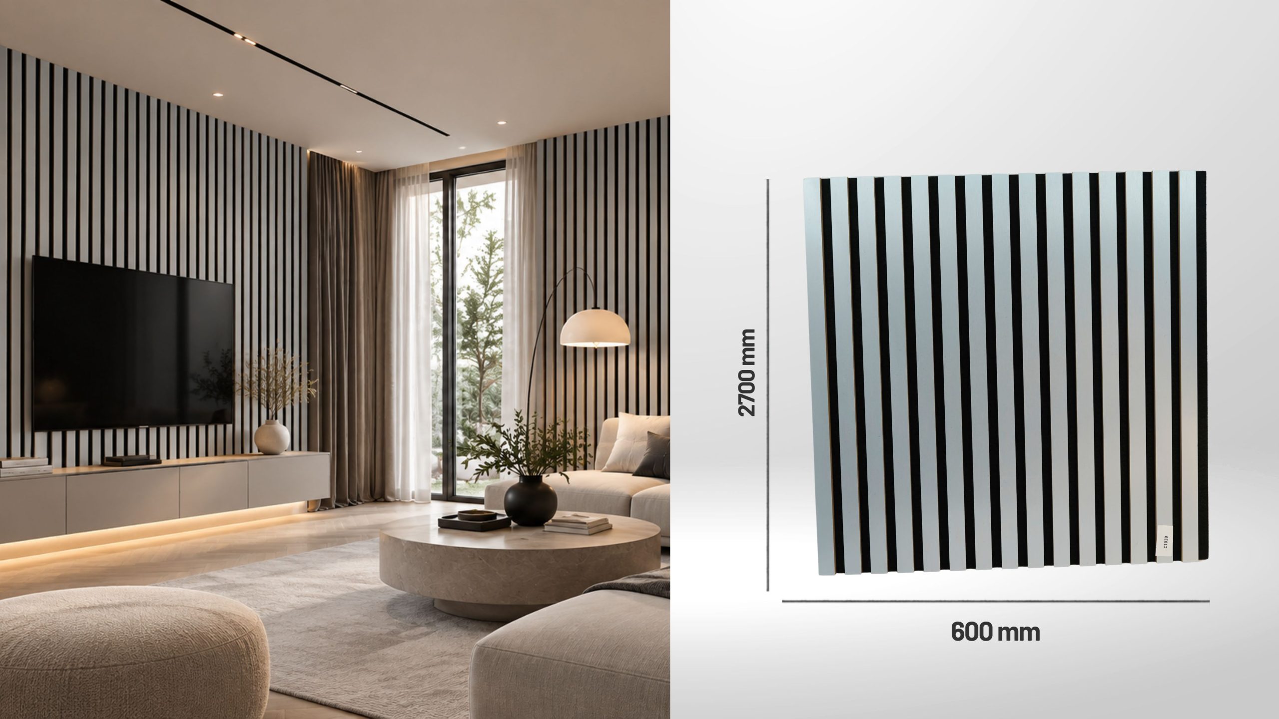 Riflaj decorativ gri deschis C1039 pentru interior